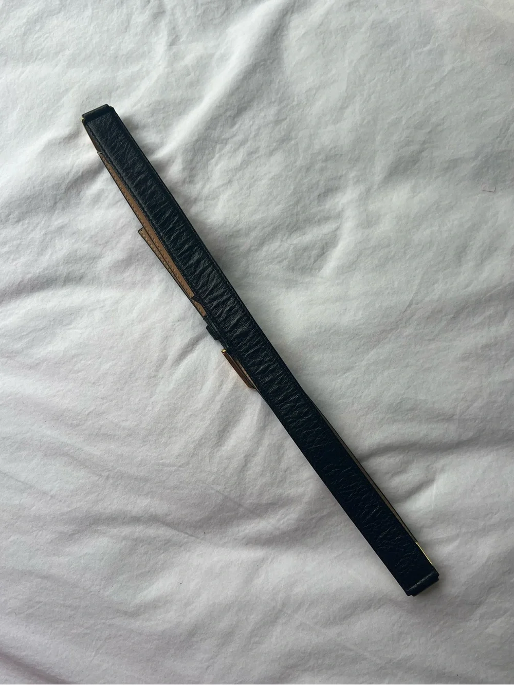 Vintage YSL black gold logo leather belt